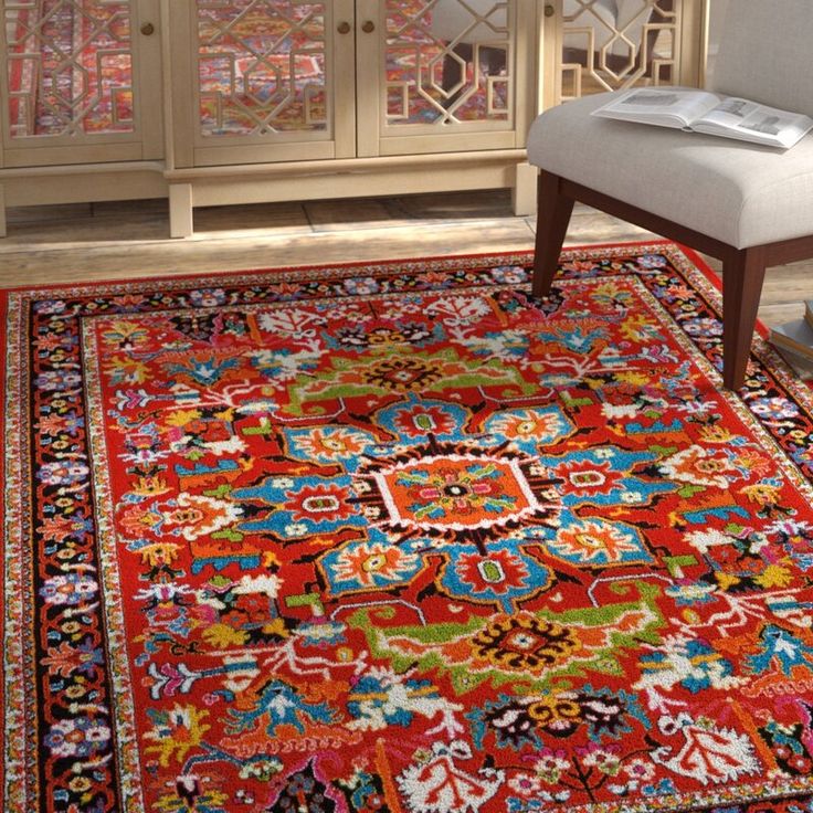 Bloomsbury Market Cullens Red Area Rug & Reviews | Wayfair Red Couch Living Room, Teal Area Rug, Red Decor, Yellow Area Rugs, Authentic Rugs, Orange Area Rug, Area Carpet, Red Area Rug, Orange Rugs