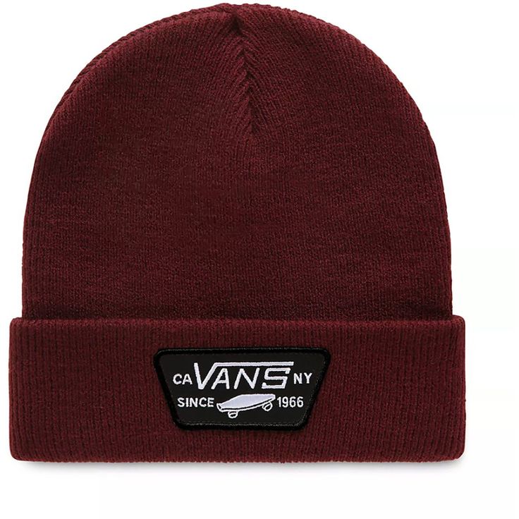 evo.com | Vans Beanies > From mountain riding to skatepark slaying, the Vans Milford Beanie is the ideal sidekick that'll keep your head warm and mind on your movements. Vans Merrow Edge Patch Cuff Beanie 100% Acrylic | Vans Milford Beanie Hat 2020 in Red | Acrylic Vans Casual Adjustable Hats, Casual Adjustable Vans Hats, Vans Hats Men, Beanies Carhartt, Vans Beanies, Waterproof Poncho, Woolen Cap, Vans Hats, Authentic Vans