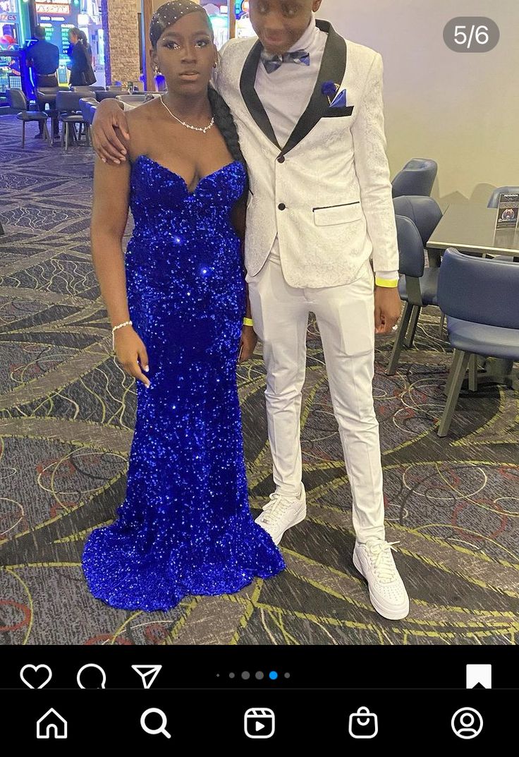 Royal Blue Homecoming Dresses Black Women, Black And Silver Hoco Couple, Sparkly Mermaid Dress Prom, Royal Blue And Gold Prom Dress, Hairstyles For 8th Grade Dance, Blue Prom Dress Black Women, 8th Grade Dance Dresses, Royal Blue Homecoming Dresses, Kay Kay