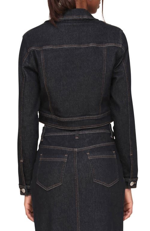 "Find AVEC LES FILLES Crop Denim Jacket on Editorialist. Dark-wash, indigo-dyed denim lightly kissed with softening stretch brings styling versatility to a wardrobe-essential jacket cut in a boxy, cropped silhouette. 17\" length Front zip closure Spread collar Button cuffs Chest patch pockets 70% cotton, 25% polyester, 3% viscose, 2% spandex Machine wash, tumble dry Imported" Cotton Cropped Jacket With Button Closure, Cropped Cotton Jacket With Button Closure, Cotton Cropped Jacket, Denim Cropped Jacket For Workwear, Cropped Denim Jacket For Workwear, Fitted Button-up Cotton Cropped Jacket, Fitted Cotton Cropped Button-up Jacket, Fitted Denim Cropped Jacket With Button Closure, Fitted Cotton Cropped Jacket With Button-up