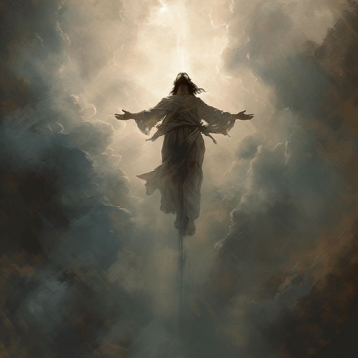 a person standing in the clouds with their arms outstretched