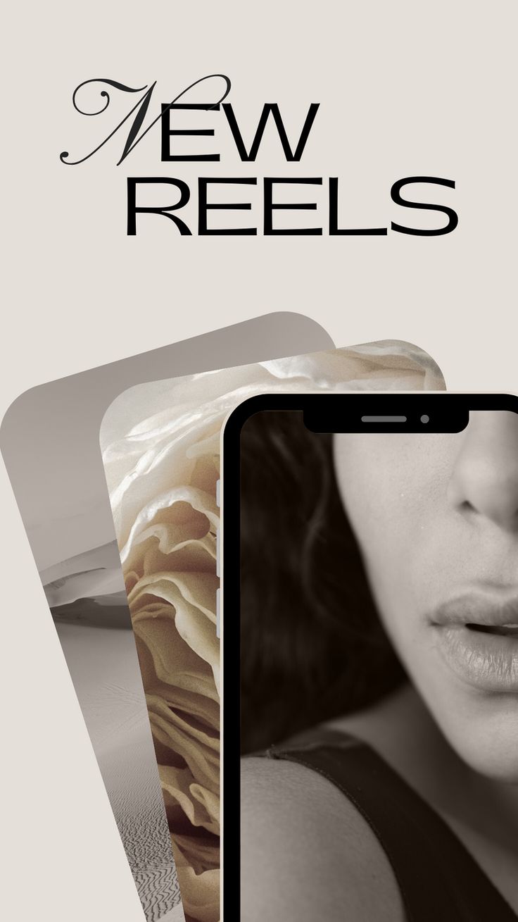 an advertisement for new reels featuring a woman's face