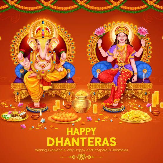 happy dhanteras greeting card with two deities