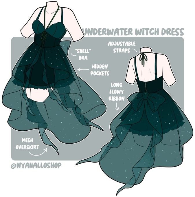 the dress is designed to look like it could be worn in an underwater witch costume