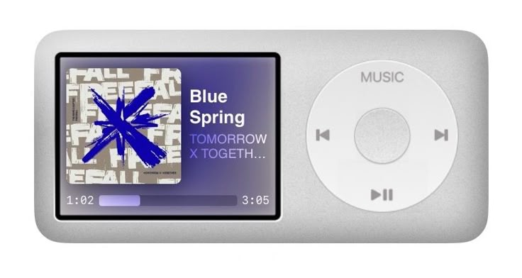 an mp3 player with the blue spring logo on it