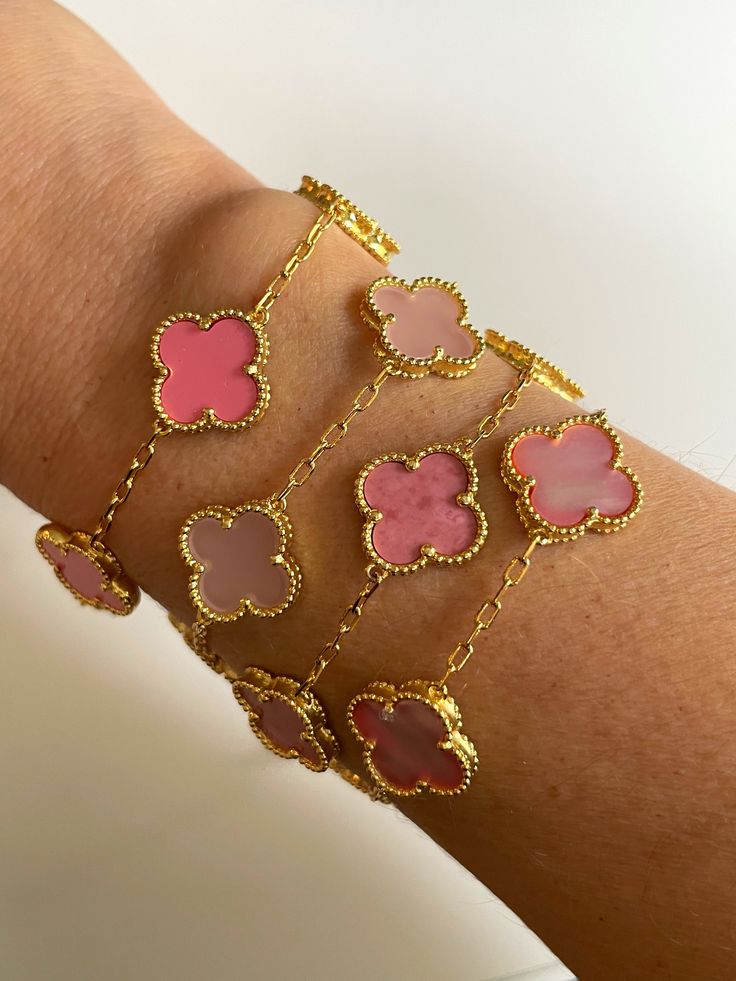 Clover Bracelet – Vita Ambita Yellow Gold Plated Chain Bracelet As A Gift, Gold-plated Yellow Gold Chain Bracelet As A Gift, Pink Gold Bracelet Jewelry Gift, Luxury Plated Bangle As Gift, Gold-tone Plated Bracelets As Gift, Luxury Formal Bracelets With Plating, Rose Gold Plated Bracelet Jewelry, Elegant Pink Chain Bracelet For Party, Luxury Plated Bracelets For Formal Occasions