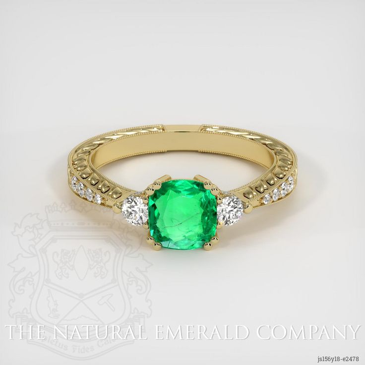 Emerald Ring 0.64 Ct. 18K Yellow Gold | The Natural Emerald Company Green Oval Diamond Ring With Diamond Cut, Luxury Green Cushion Cut Emerald Ring, Classic Green Radiant Cut Ring, Luxury Green Cushion Cut Diamond Ring, Green Diamond Ring With Radiant Cut And Prong Setting, Green Oval Emerald Ring With Diamond Cut, Oval Green Emerald Ring With Diamond Cut, Oval Emerald Ring With Diamond Cut In Green, Cushion Cut Emerald Green Rings