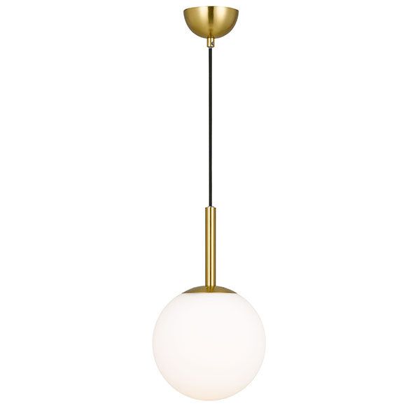 a light fixture with a white ball hanging from it's center point, on a white background