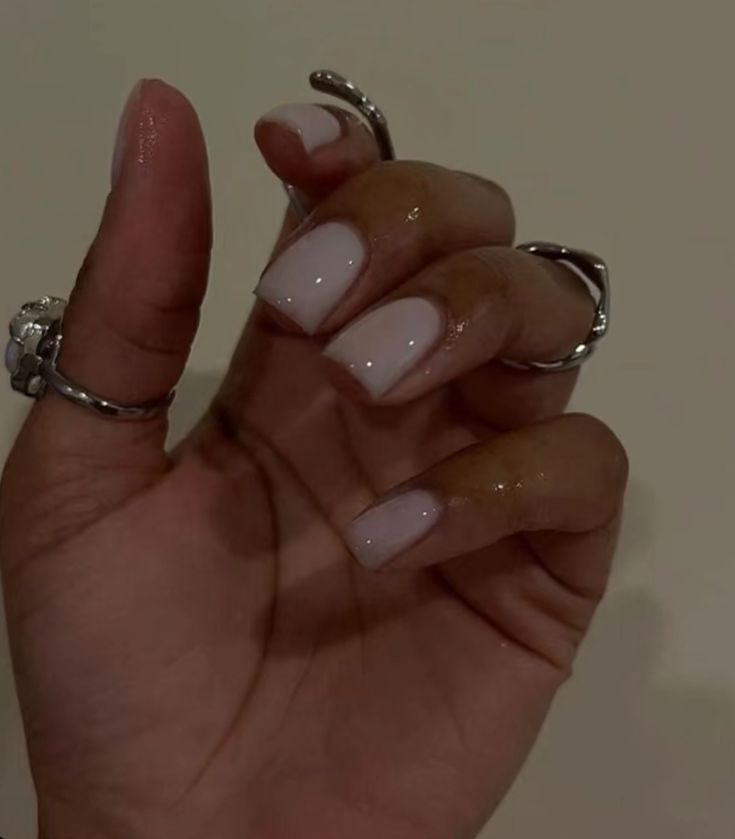 Overlay Nails, Milky Nails, Work Nails, Short Square Acrylic Nails, Short Acrylic Nails Designs, Square Acrylic Nails, Fire Nails, Classy Nails, Dream Nails