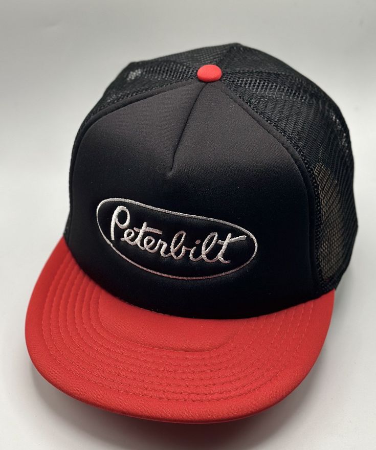 Peterbilt foam trucker cap hat dad gift  Message any questions Retro Flat Brim Trucker Hat For Baseball Season, Trucker Hat With Flat Brim And Letter Print, Trucker Hat With Letter Print Flat Brim, Trucker Hat With Flat Brim As Gift, Trucker Snapback Dad Hat, Letter Print Trucker Hat With Flat Brim, Trucker Style 5-panel Snapback Hat As Gift, Flat Brim Trucker Hat As Gift, Trucker Baseball Cap With Curved Bill