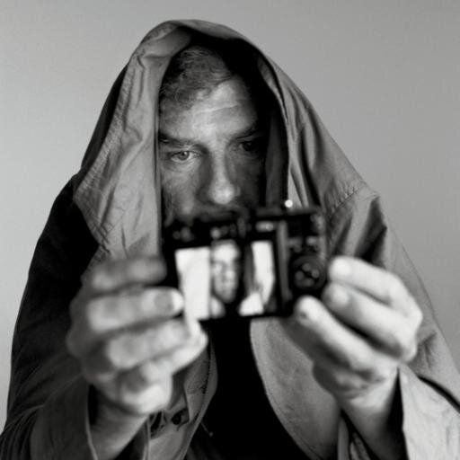 a man in a hooded jacket is holding a camera