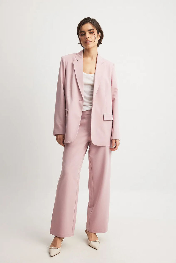 Oversized One Button Blazer Blazer Pink, One Button Blazer, Business Outfit, Suit Pants, Jeans Rock, Blazer Buttons, Low Waist, Na Kd, Dusty Pink