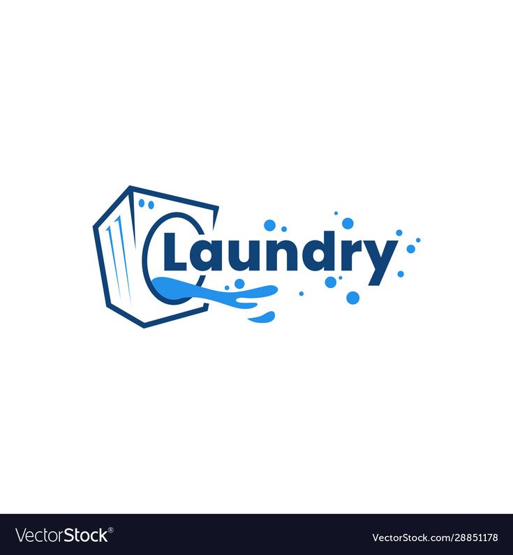 the logo for laundry is blue and white