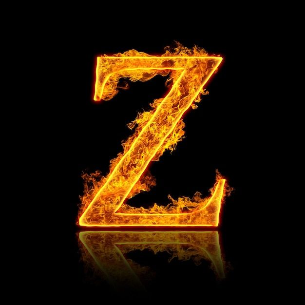 the letter z is made up of fire on a black background with clippings