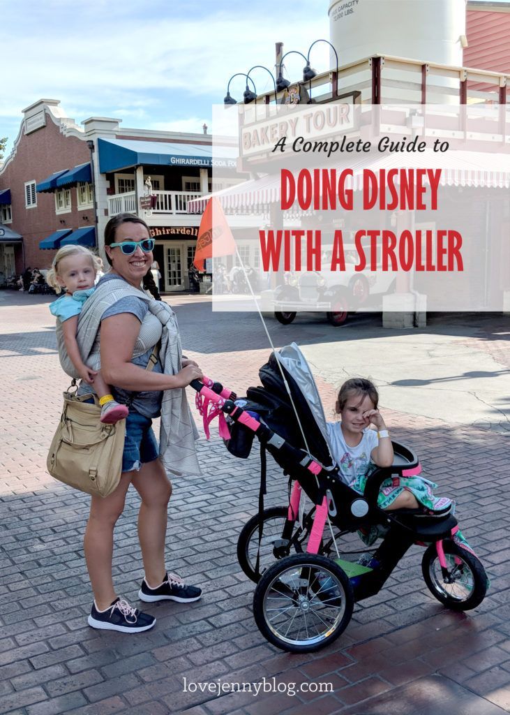 a woman and her daughter are standing next to a stroller with the words, a complete guide to doing disney with a stroller