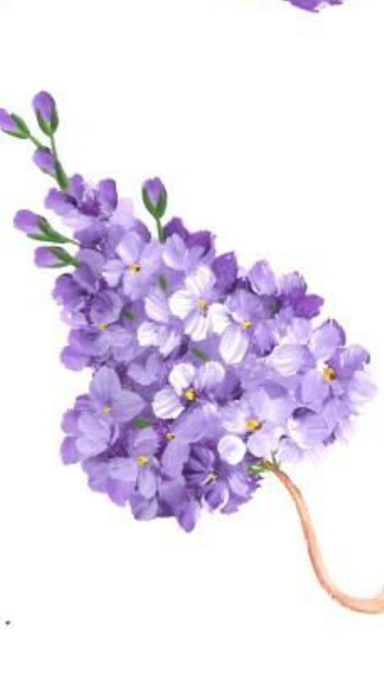 a painting of purple flowers on a white background