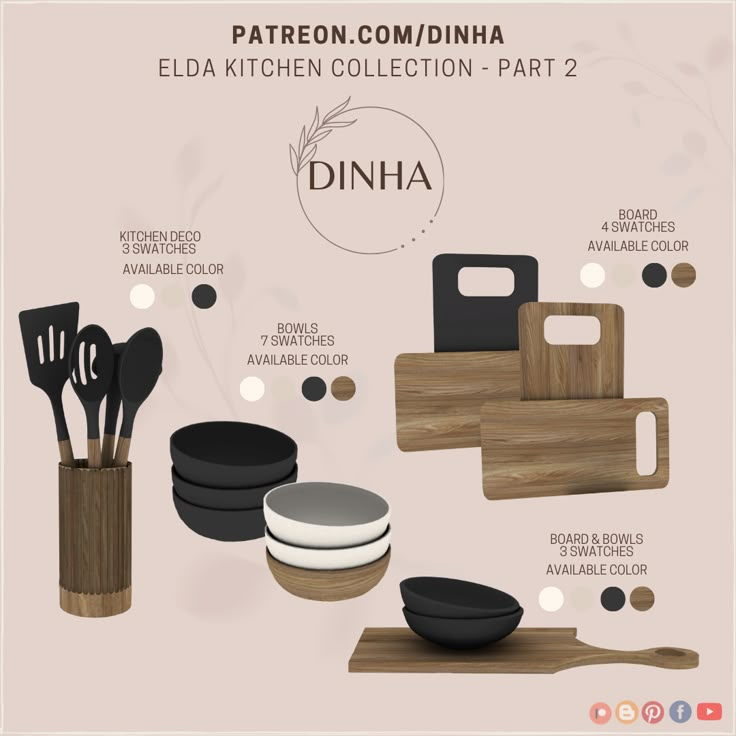 the kitchen collection part 2 is shown with different items and their names on it, including utensils