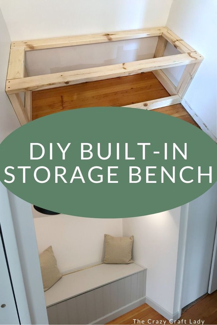 an entry way with the words diy built - in storage bench