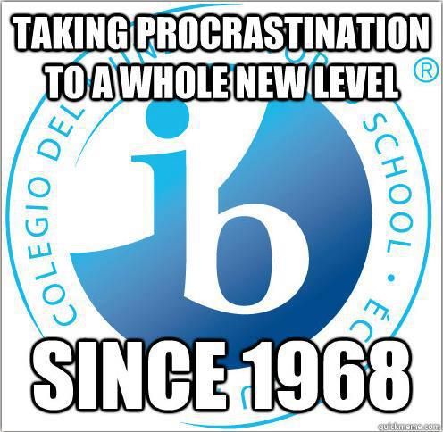 a blue and white logo with the words taking procrastination to a whole new level since 1908