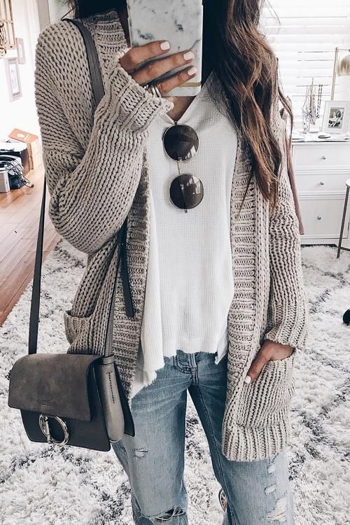 Casual Cardigan Sweater, Classy Fall Outfits, Outfits Primavera, Grey Plain, Cardigan Casual, Cardigan Outfits, Casual Cardigans, Winter Trends, Looks Style