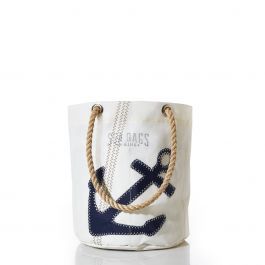 Navy Anchor Beverage Bucket Bag Recycled Sails, Drink Bucket, Sail Cloth, Recycled Sailcloth, Sail Bag, Boat Bag, Boat Tote, Big Tote Bags, Sea Bags