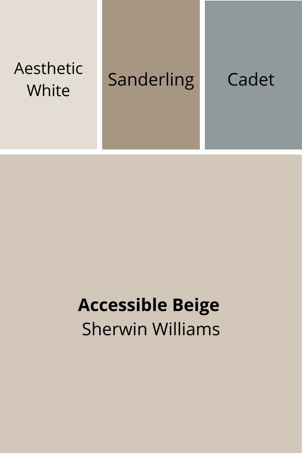 the color scheme is neutral, white and gray with black lettering that says accessible belge she