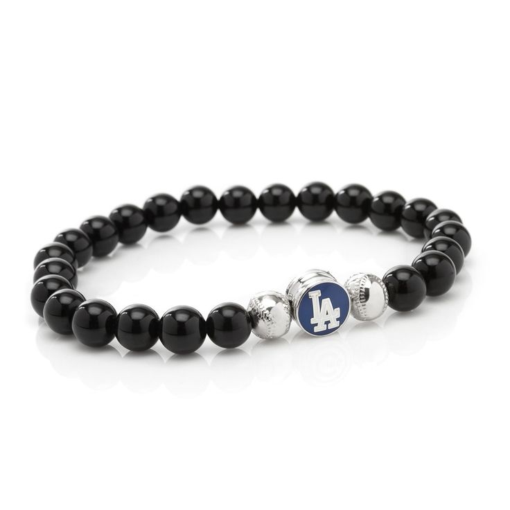 "Add the finishing touches to your look with this men's LA Dodgers bracelet. Add the finishing touches to your look with this men's LA Dodgers bracelet.  Approximate 8-in. circumference Officially licensedFABRIC & CARE Stainless steel Wipe clean Imported Boxed for gifting 2.5\" x 2\" x 0.25\" Size: One Size. Color: Black. Gender: male. Age Group: adult." La Dodgers Logo, Dodgers Logo, Mens Cuff, Contemporary Accessories, Stylish Bracelet, Lava Rock, Cufflinks Men, Cuff Links, Handmade Bracelets