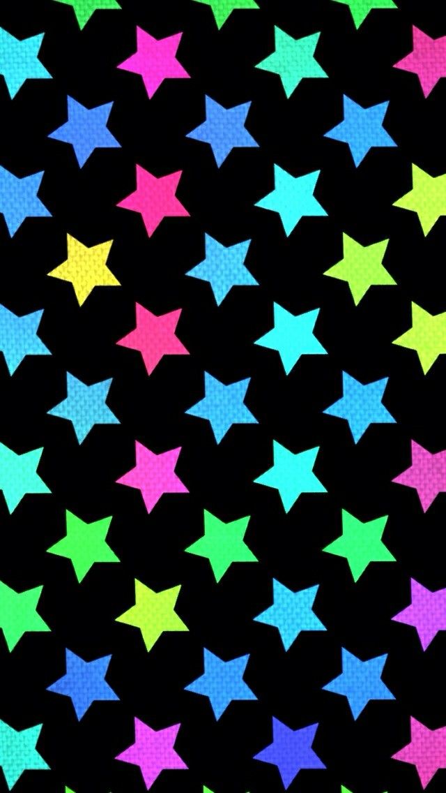 multicolored stars on black background