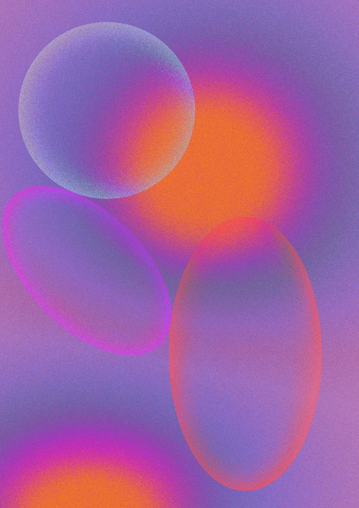 an abstract background with three circles in purple and orange