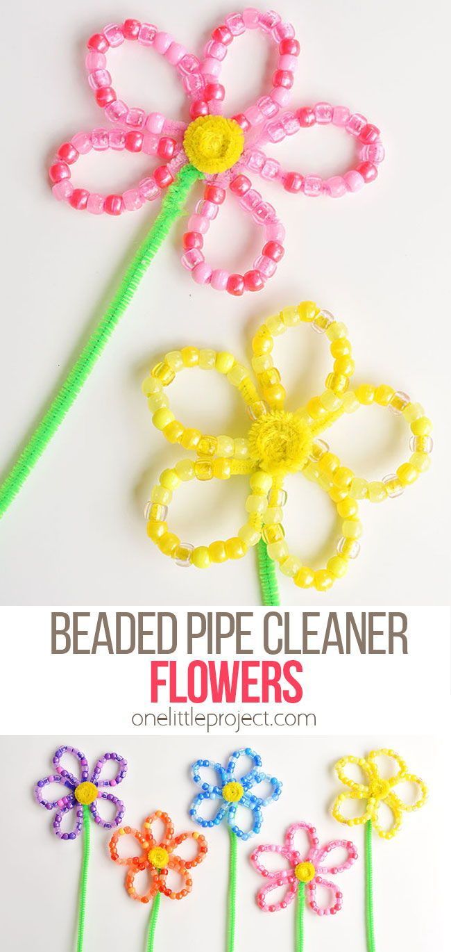 beaded pipe cleaner flowers are the perfect craft for kids to do with beads and glue