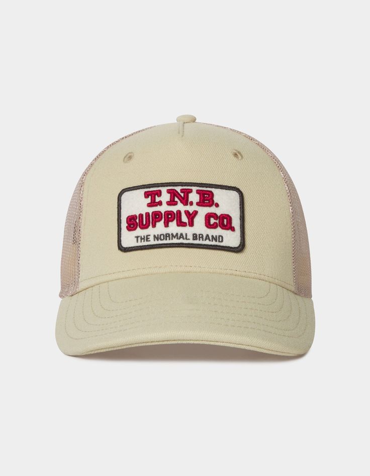 Channel some of your inner-country with this general store-inspired hat. The graphics are double-felt and embroidery for just a touch of vintaged texture. Our high-profile hats fit deep, and adjust with a snap closure to fit any head. High-Profile 5 Panel fit Deep fitting 88% Acrylic / 10% Wool / 2% Spandex front 100% Polyester mesh back Double layer embroidered felt Plastic snap back closure Trucker Hat With Embroidered Patch And Flat Brim, Adjustable Trucker Hat With Embroidered Patch And Curved Bill, Adjustable Trucker Hat With Embroidered Patch, Trucker Hat With Letter Patch And Flat Brim, Vintage Adjustable 5-panel Snapback Hat, Trucker Hat With Letter Patch Snapback, Vintage Trucker Hat With Flat Bill For Outdoor, Vintage Baseball Cap With Curved Brim And Logo Patch, Beige Snapback Hat With Letter Print