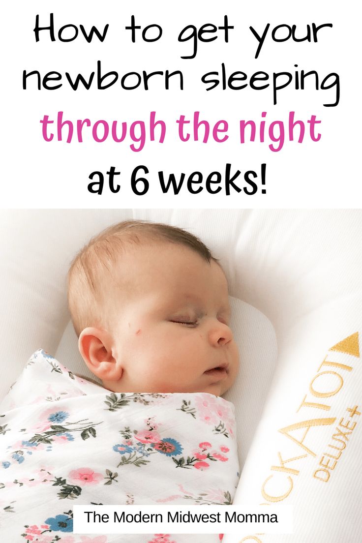 a baby sleeping on top of a pillow with the text how to get your newborn sleeping through the night at 6 weeks