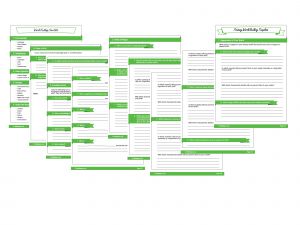 a green and white family tree with lots of things to do in the same place