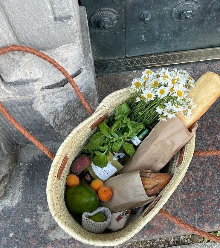 a basket filled with lots of different types of food