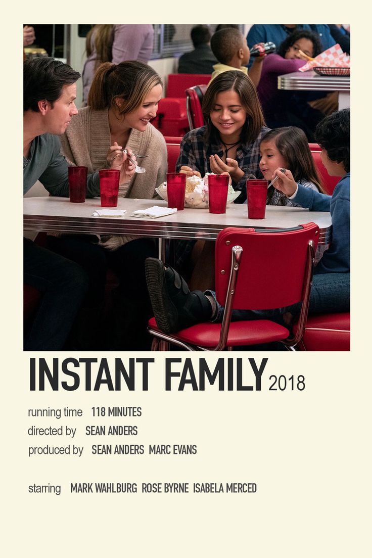 the poster for instant family shows people eating and drinking