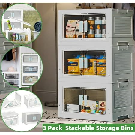 3 pack stackable storage bins for refrigerators and freezers in various sizes