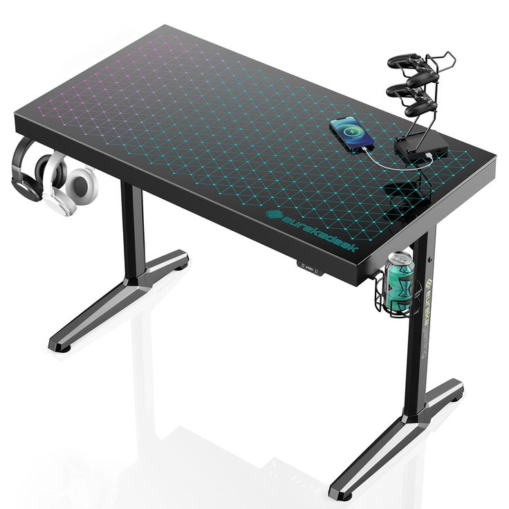 Eureka Ergonomic Glass Desktop Gaming Desk Gaming Desk Lighting, Monitor Setup, Organization Accessories, Gaming Desk Accessories, Electric Sit Stand Desk, Best Gaming Setup, Spectrum Glass, Gaming Computer Desk, Glass Desk