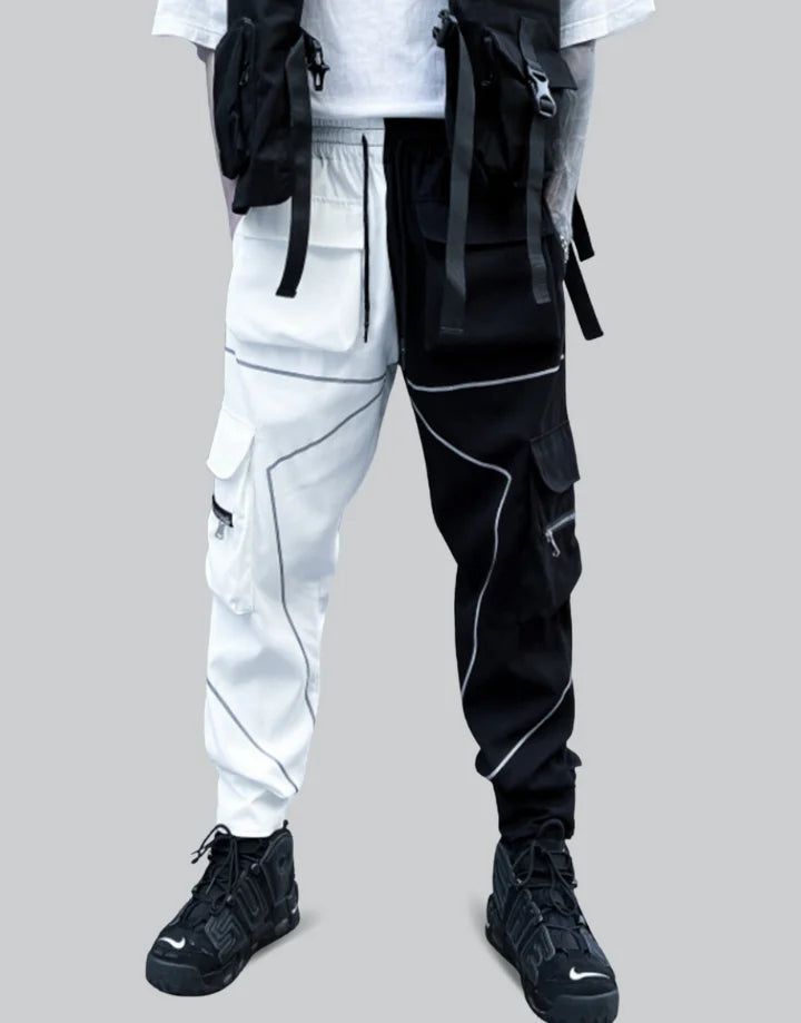 Streetwear Black and White Pants Techwear Pants, Techwear Outfits, Black And White Pants, Combat Pants, Fashion Landscape, Fashion Aesthetics, Vest Shirt, Pants Design, White Pants