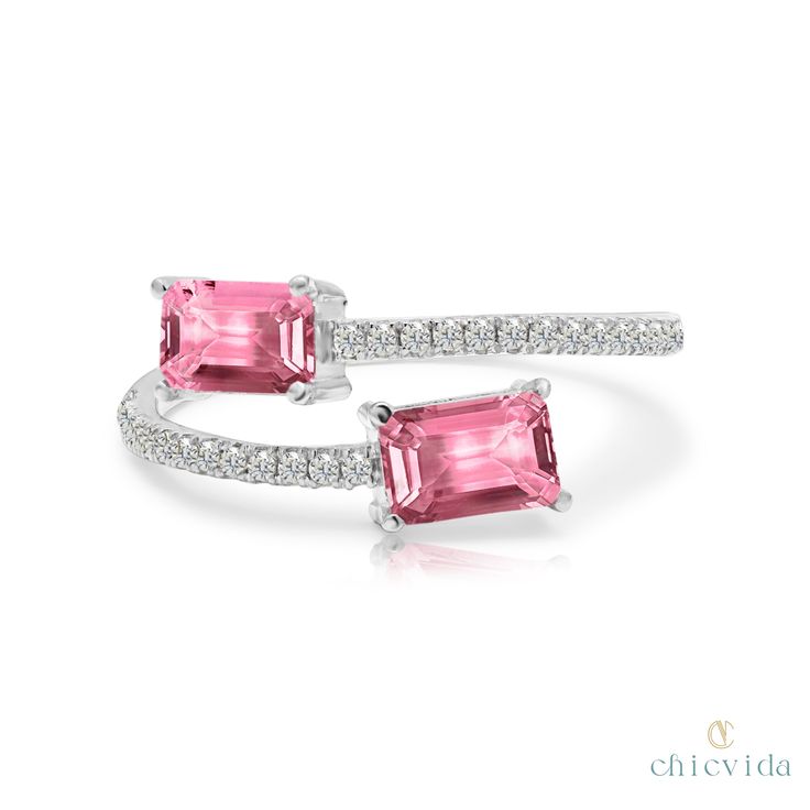 Material: 14k/18k gold Color Options: Yellow Gold, White Gold, Rose Gold ★ Colored StonePink Tourmaline, BaguetteSize: 4x6 mmApprox Weight (Ct): 0.875★ Band StonesDiamond RoundSize: 1.1 mm * 28 No.sApprox Weight (Ct): 0.168 Luxury Pink Baguette Cut Ruby Ring, Pink Tourmaline Ring, Natural Gemstone Jewelry, 18k Gold Ring, Tourmaline Ring, Recycled Gold, Rose Gold Color, White Rose Gold, Pink Tourmaline