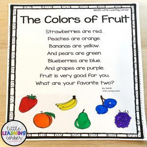 the colors of fruit worksheet for students to practice their language and writing skills