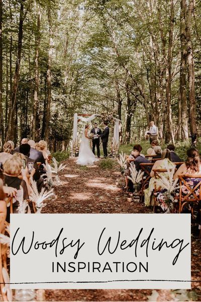 a wedding ceremony with the words woofsy wedding inspiration on it's side