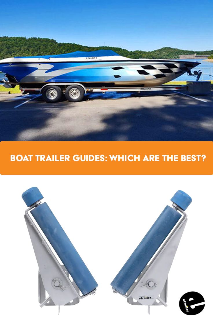 Boat in front of lake (top) and boat guides (bottom) Boat Trailer Ideas, Boat Trailer Guides, Aluminum Boat Trailers, Cabin Cruiser Boat, Boat Trailer Parts, Power Winch, Boat Restoration, Cruiser Boat, Trailer Plans