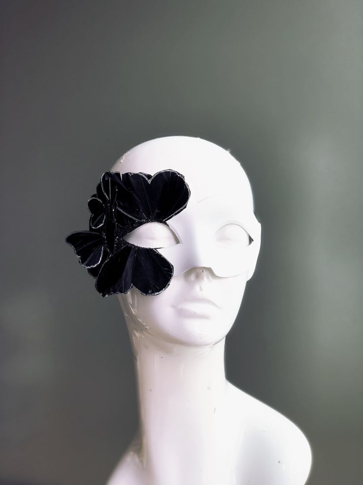 Elegant Black Mask For Costume Party, Fitted Black Eye Mask For Masquerade, Elegant Black Eye Mask For Masquerade, Elegant Black Eye Mask, Fitted Black Party Masks, Black Eye Mask For Evening Masquerade, Black Formal Eye Mask Masquerade, Elegant Masquerade Mask For Party, Elegant Party Eye Mask