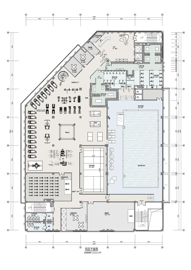 the floor plan for an office building, with several tables and chairs in it's center