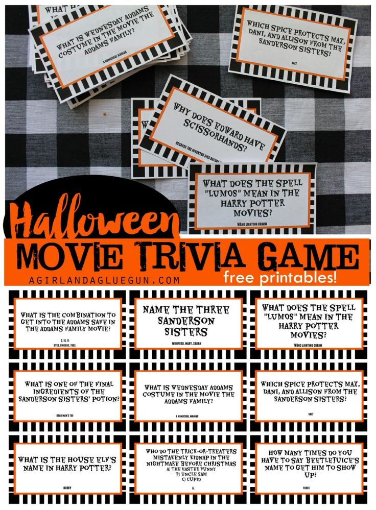 halloween movie trivia game for kids to play in the classroom or on the go