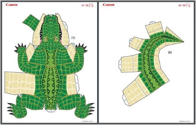 an origami paper model of a crocodile