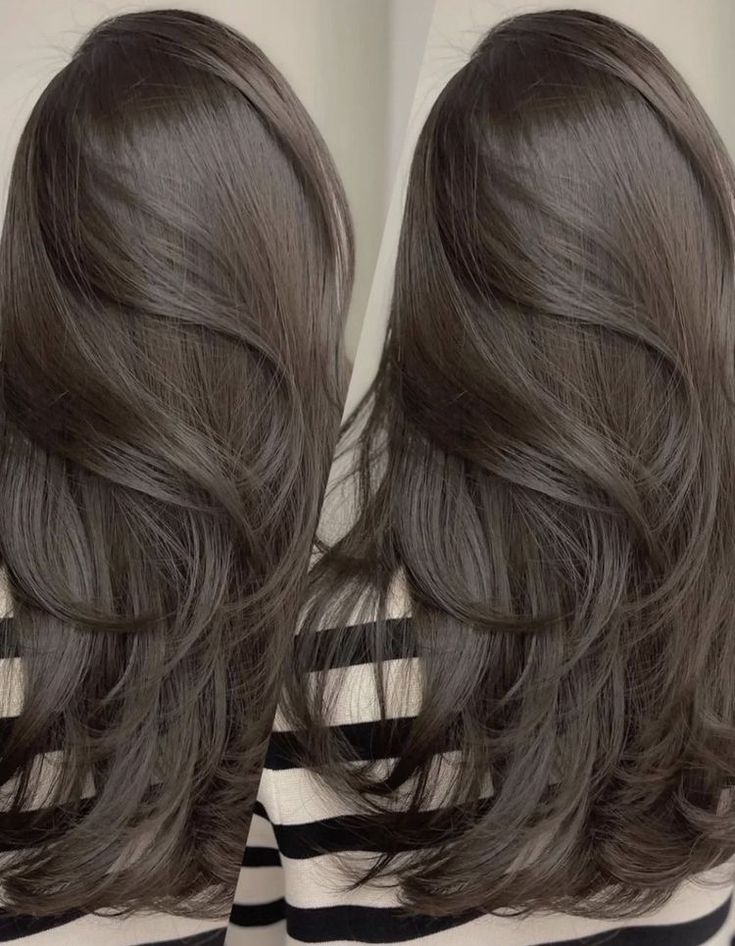 Darkest Ash Brown Hair, Ashy Cool Tone Brown Hair, Brown Hair With Blue Undertones, Dark Charcoal Hair, Dark Ash Brown Hair Color Brunettes, Dark Cool Tone Brown Hair, Icy Brown Hair, Deep Ash Brown Hair, Ashy Brown Hair Color