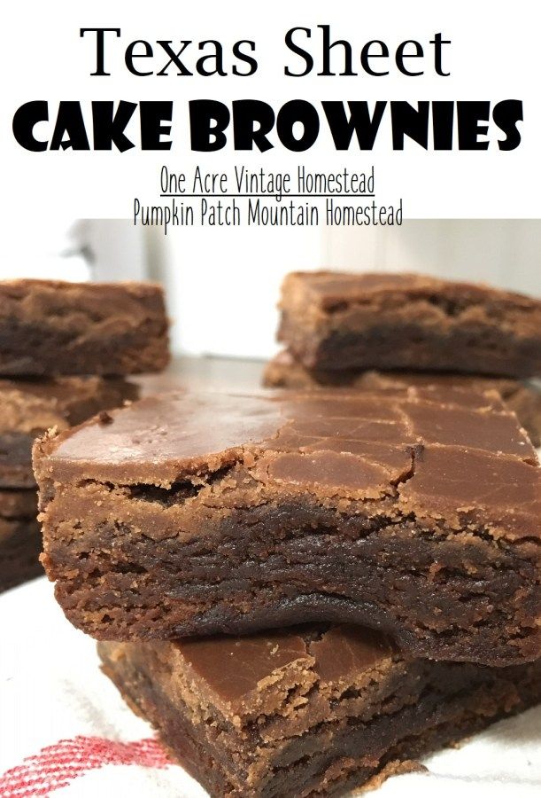 chocolate brownies stacked on top of each other with the words texas sheet cake browns