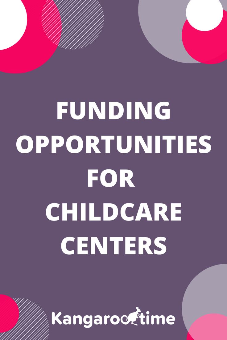 a purple background with circles and the words funding opportunities for children's care centers