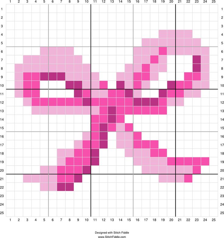 a cross stitch pattern with pink squares in the shape of an x on white background